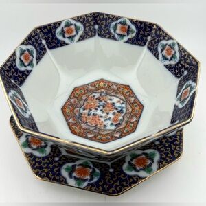 Japanese Imari porcelain octagon bowl and plate.